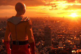 Saitama et Garou en pleine bataille dans One Punch Man