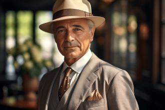 Salutation élégante avec un chapeau en respect des traditions