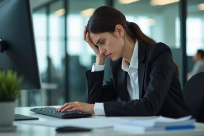 Femme d affaires fatiguée au bureau en entreprise