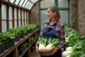 Endives cultivées avec soin dans un champ verdoyant