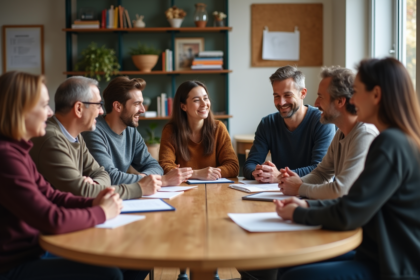 Groupe de personnes engagées dans une discussion communautaire