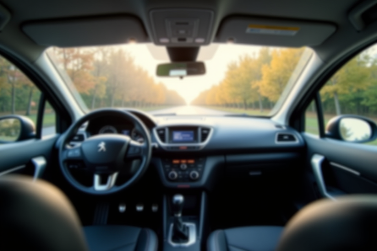 Intérieur Peugeot 2008 vue du conducteur avec tableau de bord