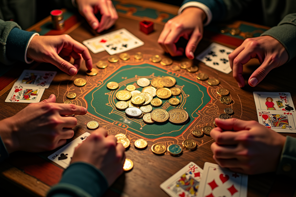 Gros plan sur la disposition stratégique du jeu Nain jaune