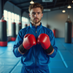Jeune homme en tenue de sport se préparant à la boxe dans une salle moderne