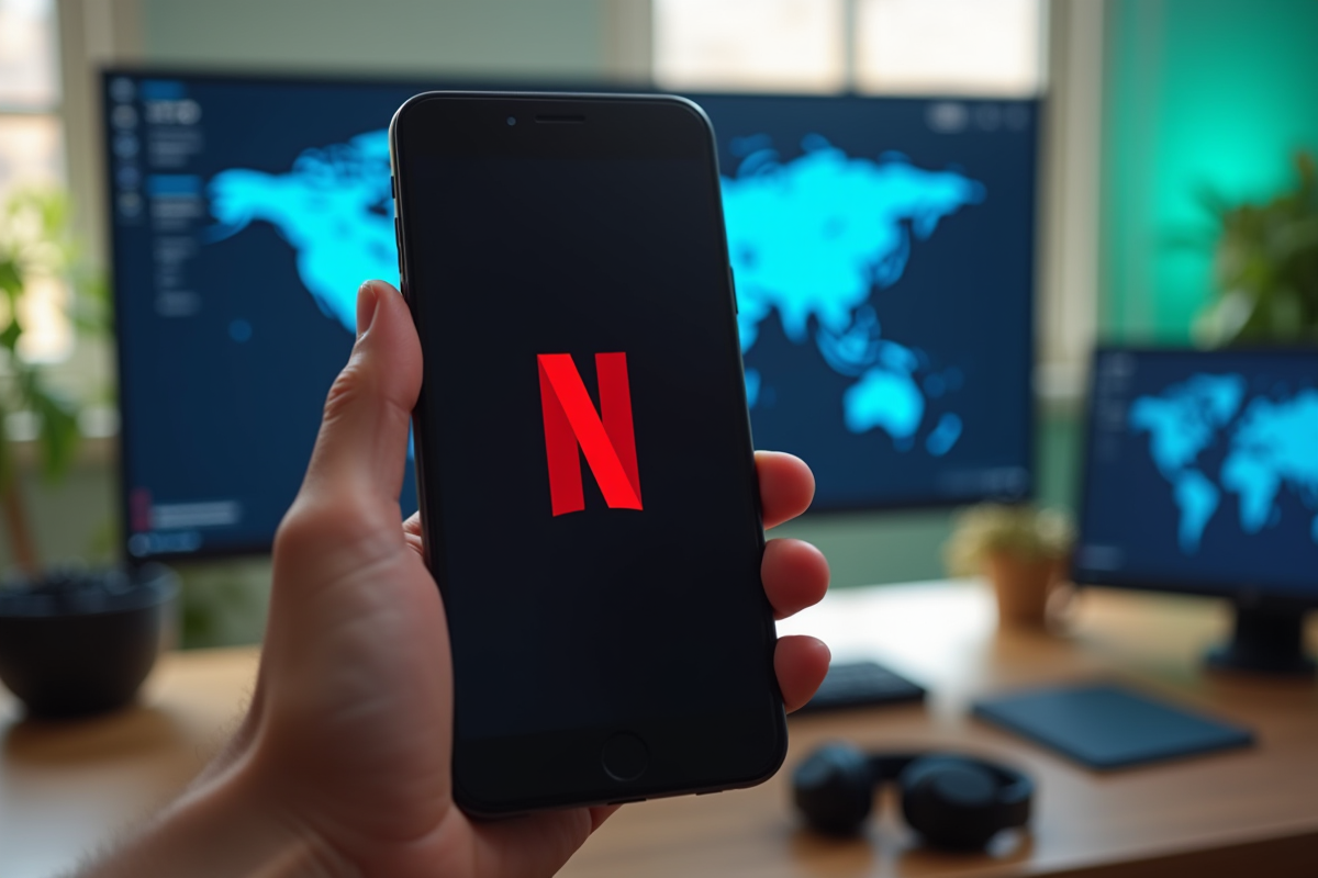 Main tenant un smartphone avec l