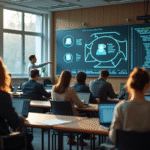 Salle de cours universitaire avec étudiants et professeur