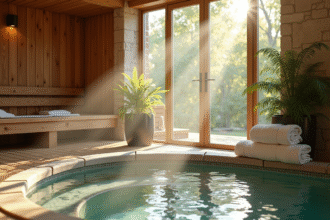 Spa privé intérieur en Alsace avec jacuzzi et sauna