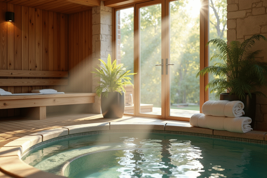 Spa privé intérieur en Alsace avec jacuzzi et sauna